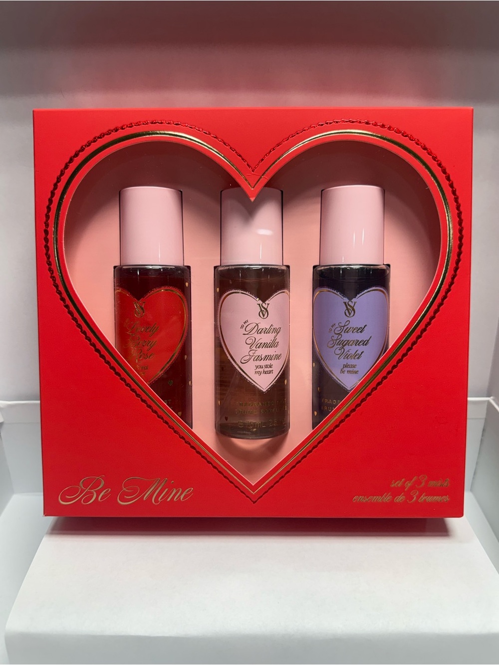 Victoria’s Secret Be Mine Fragrance Mist Gift Set 3 Piece Limited Edition NIB